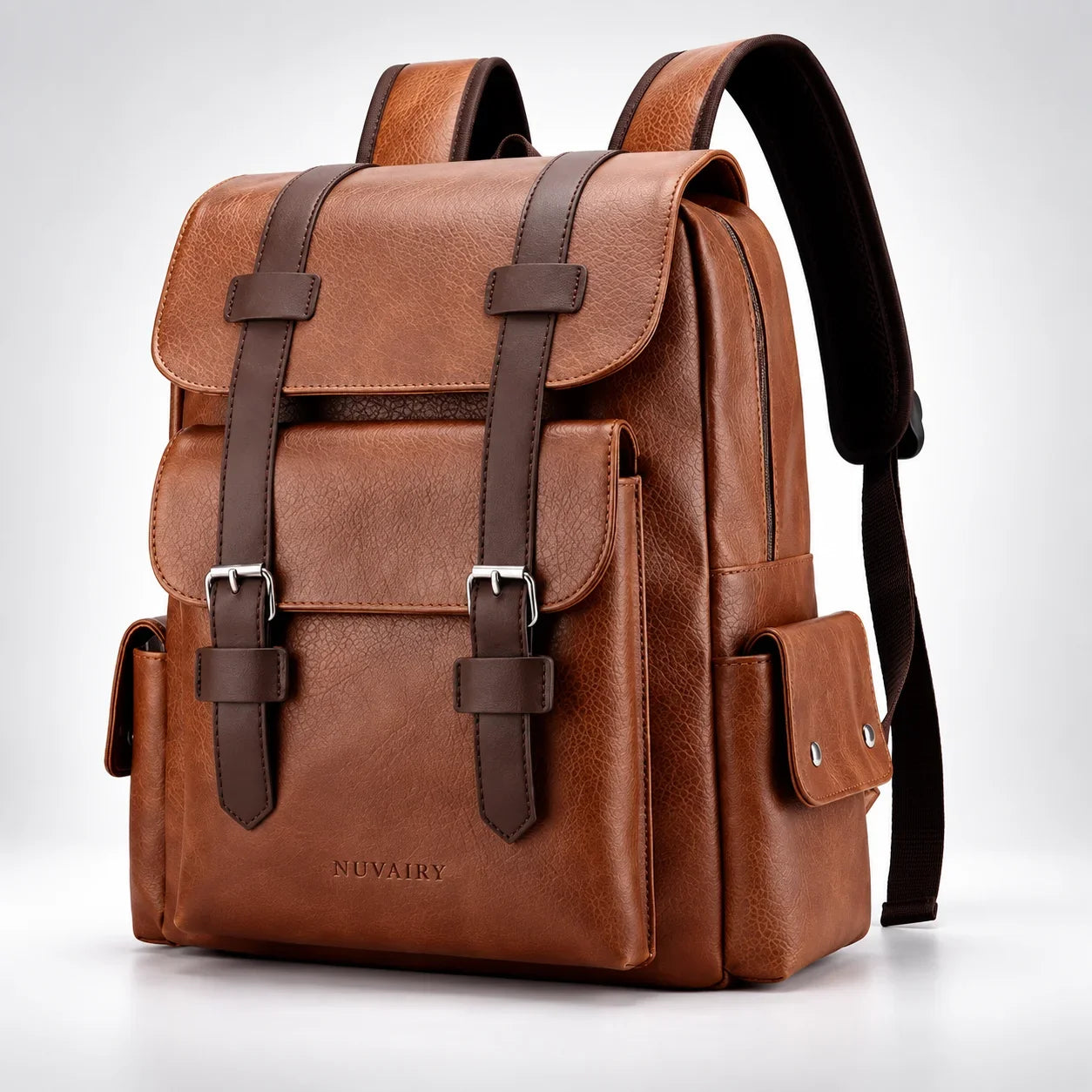 Mochila Nuvairy casual em tecido resistente com compartimento para notebook e alças acolchoadas.